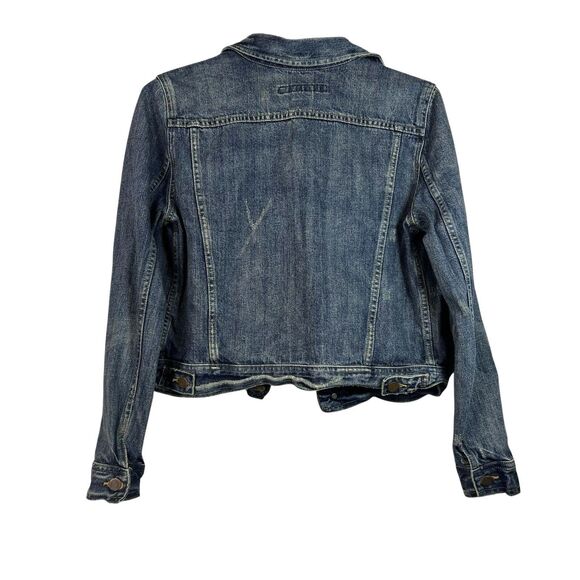 Vintage Ralph Lauren Sport Y2K Denim Jacket Womens Blue Jean Top Distressed Sz S - Picture 2 of 11